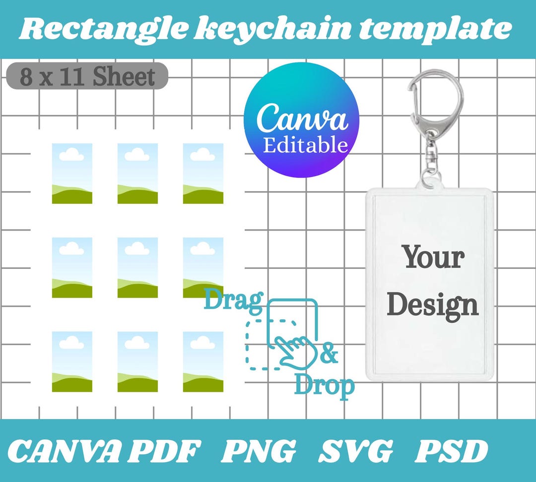 Keychain Frame Editable Rectangle Keychain Template, Canva Editable (digital Download) - Etsy