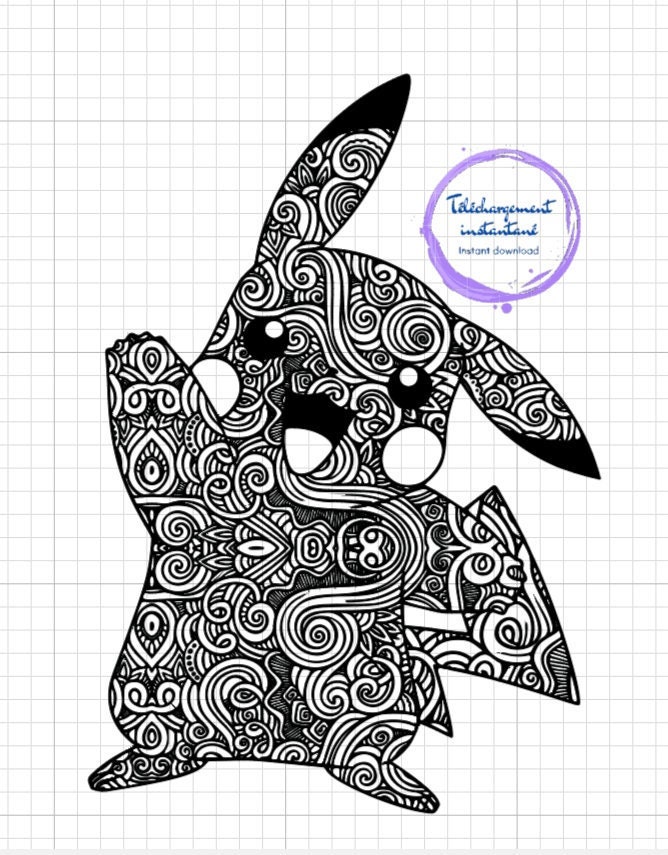 POKEMON Pikachu Mandala Svg, Cricut, Digital Vector Cut File, Svg, Png