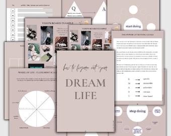 Dream Life Planner, Vision Board, Dream Life Worksheets, Life Planner, Manifestation Plan