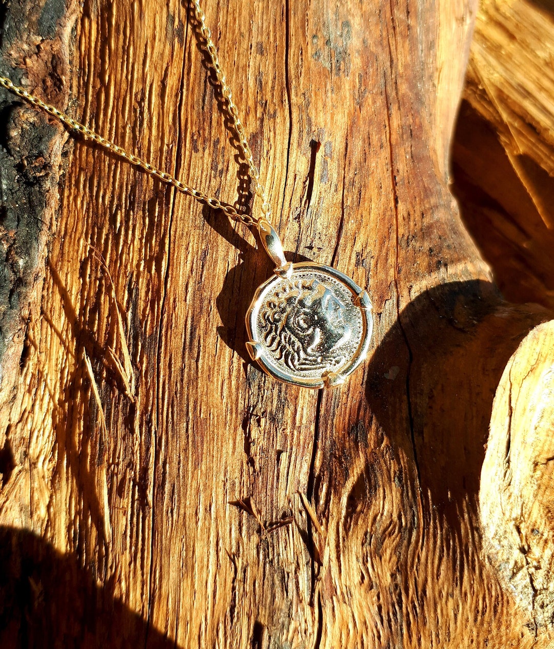 Two Sides Alexander the Great Necklace 14K Solid Gold Etsy