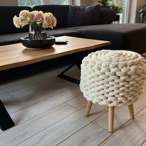 Chunky Knit Stool, Children's Stool, Seating Stool, Chunky Knit Pouf, Knit Stool, Footstool