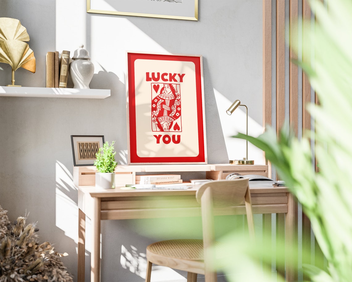 Lucky You Printable Poster Retro Typography Print Queen Art - Etsy