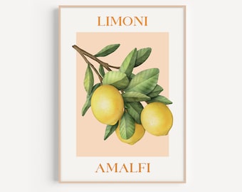 Amalfi Lemon Poster Print, Sorrento Poster, Lemons Print, Dolce Vita, Positano Italy, Amalfi Print Art, Italy Poster, Amalfi Coast Poster
