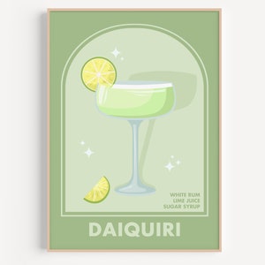 Daiquiri Cocktail Print, Arte De Cocina, Decoración De Cocina, Regalo De Boozy, Arte De Cóctel, Arte Genial Para Airbnb, Mid Century Print, Arte De Póster Daiquiri
