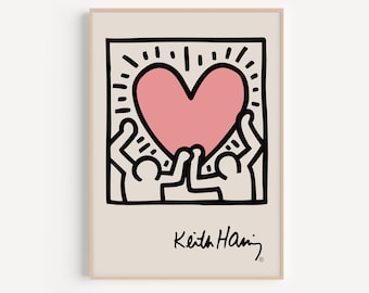 Keith Haring Exhibition Poster, Pop Art Poster, Pop Art Love, Exhibition Print, Art poster, Keith Haring Heart Print, Andy Warhol, Pop Art