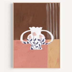 Impresión abstracta de bodegones, decoración japonesa, arte imprimible neutro, arte de pared de jarrones, impresión de bodegones, impresión de arte de cerámica, arte de carteles de jarrones