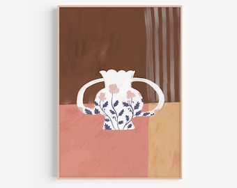 Abstract Still Life print, Japandi Decor, Neutral Printable Art, Vases Wall Art, Still Life Print, Pottery Art Print, Vases Poster Art