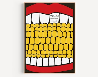 Pôster de arte pop, pôster de Herman Miller, impressão de arte de meados do século, pôster do festival de milho doce, pôster de streetart, pôster de exposição, é milho