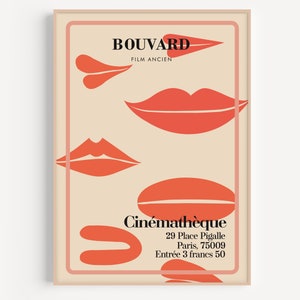 Bouvard Film Ancien, Cinematheque Film, Vintage Movie Poster, Lips Poster, Mouth Poster, Vintage Movie Poster, Lips Print, Lips Wall Art