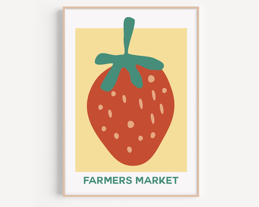 Strawberry Wall Art, Food Poster, Strawberry Print, Farmers Market