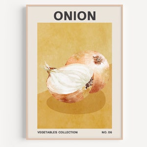 Retro Onion Poster, Onion Wall Art, Food Poster, Onion Print, Kitchen Print, Kitchen Wall Art, Vegetables Wall Art, Vegan Wall Art, Bar Art