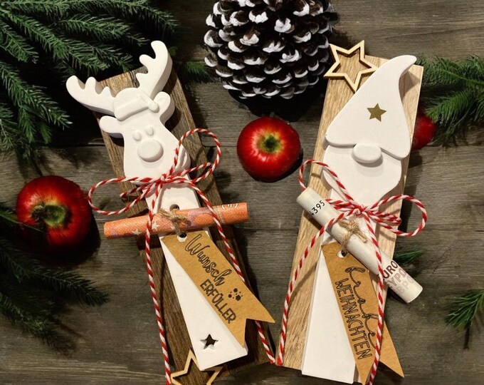 Produktbild von Happirra Geldgeschenk Weihnachten Geldgeschenke, 3er Set Geldgeschenke Verpackung Weihnachten Kinder, Lustige Weihnachtskarten Holz, Weihnachts Geldgeschenke Wunscherfüller Für Frauen Männer
