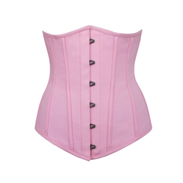 Corset Story Pink Cotton Longline Steel Boned Underbust Corset