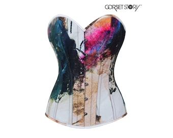 Abstract Ink Steel Boned Overbust Corset by Corset Story™