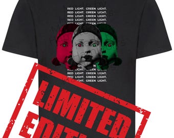 Don't run red lights! Limited edition squid T-shirt, inspired by Korean TV games.