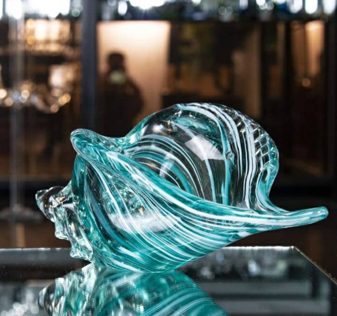 Hand Blown Glass Conch Seashell Figurine Home Decor Art Glass Etsy