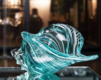 Hand Blown Glass Conch Seashell Figurine Home Decor Art Glass Sculpture of Conch Modern Beautiful Decor Crafts