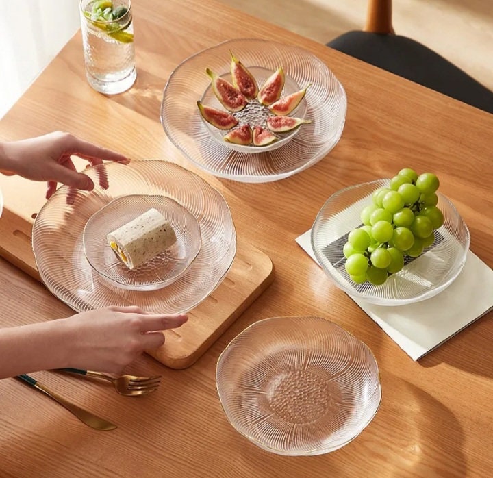 Lead Free Glass Fruit Tray Sala Bowl Dessert Trays Glass Etsy