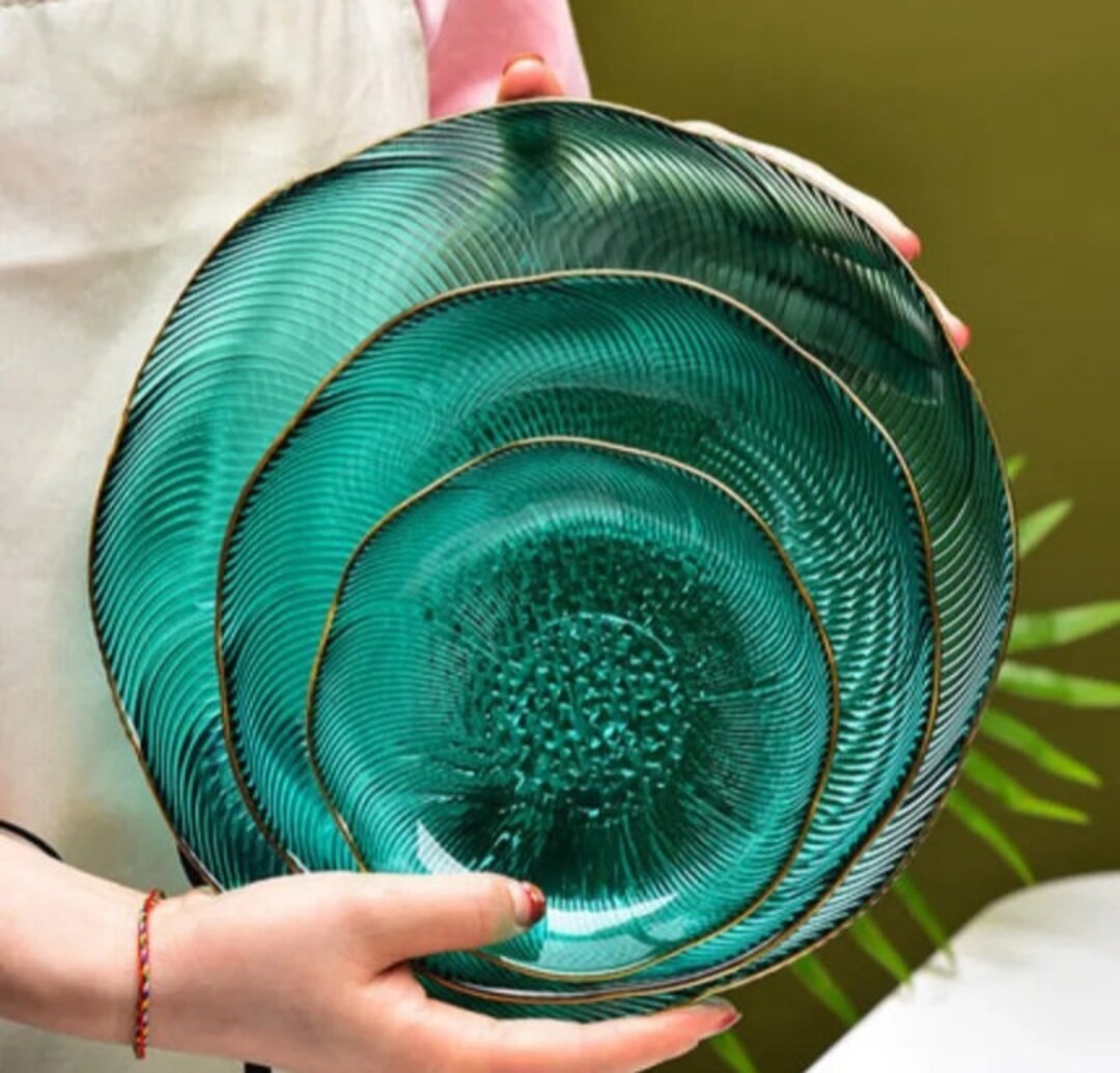 Lead Free Glass Fruit Tray Sala Bowl Dessert Trays Glass Etsy