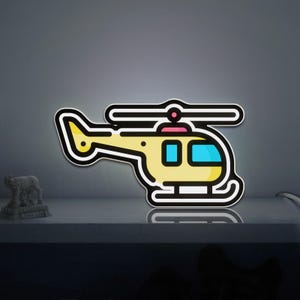 Helicopter 3D Novelty Light Box, Aircraft Wall Art Perfect for Children&#39; s Room or Aviation Fans