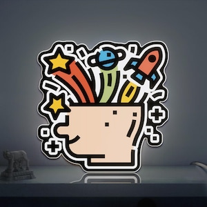Brain 3D Novelty Light Box for Creativity and Psychology Decor, Intelligence Themed Lamp for Thinkers, Designers and Educators