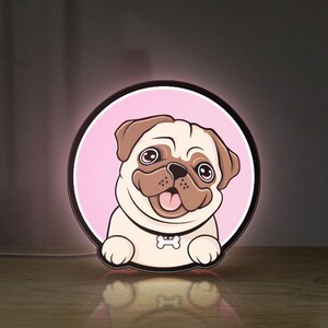 Cute Pug Dog 3D Light Box - Chibi Style LED Night Light, Adorable Puppy Decor for Dog Lovers & Pug Enthusiasts image 2