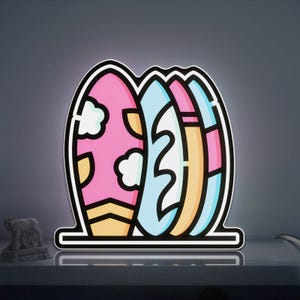 Surfboard 3D Novelty Light Box, Coastal Sports Decor for Surf Shops and Water-Loving Rooms