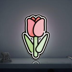 Tulip 3D Novelty Light Box, Stylish Floral Accent Light for Living Rooms and Home Interiors