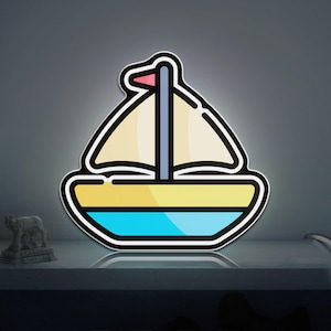 Toy Boat 3D Novelty Light Box, Soft Nursery Decor and Shelf Accent for Baby Rooms and Ocean Themed Spaces