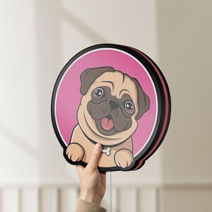 Cute Pug Dog 3D Light Box - Chibi Style LED Night Light, Adorable Puppy Decor for Dog Lovers & Pug Enthusiasts image 5