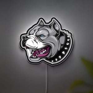 Gangsterhond cartoon 3D-lichtbak, cool Pitbull led-nachtlampje, uniek interieur voor hondenliefhebbers