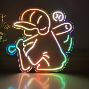 Baseball player Neon Sign, Baseball Player Gift, Baseball Room Decor, Baseball Gifts, Gifts for Baseball Fans, Baseball Home Wall Decor