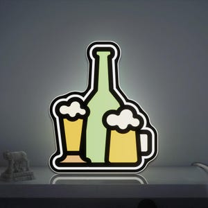 Bierflasche und Becher 3D Novelty Light Box, Alkohol Getränke Lampe Dekor für Home Bars und Foodie Spaces