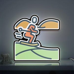 Skiing Mountain 3D Novelty Light Box, Downhill Snow Sport Decor, Perfect for Athletes and Winter Sports Fans