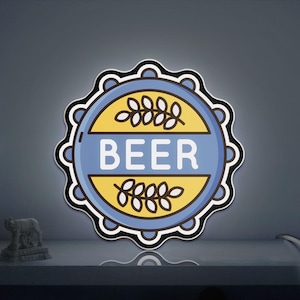Bottle Cap 3D Novelty Light Box Featuring Brewery Theme, Perfect for Pub Wall Light and Beer Lover Gift