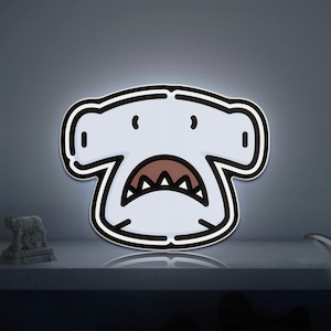 Caisson lumineux fantaisie 3D requin marteau, lampe décorative poisson océan faune pour les amoureux des animaux, aquariums et salles de vie marine