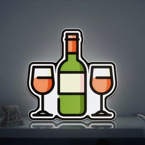 Wine 3D Novelty Light Box, Stylish Drink Decor for Home Bars and Gourmet Dining Spaces