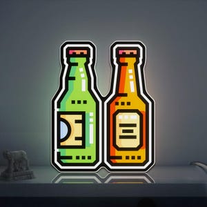 Beer Bottle 3D Novelty Light Box for Alcohol Decor, Pub and Bar Style Beverage Lamp for Food and Beer lovers