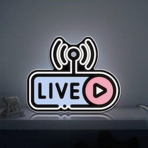 Live Streaming 3D Novelty Light Box, Social Media Broadcast Decor, Perfect Streamer Room Wall Art