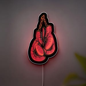 Vintage Boxing Gloves 3D Light Box - Retro Boxer Gift LED Night Light, Sports Decor for Boxing Fans & Gym Wall Art