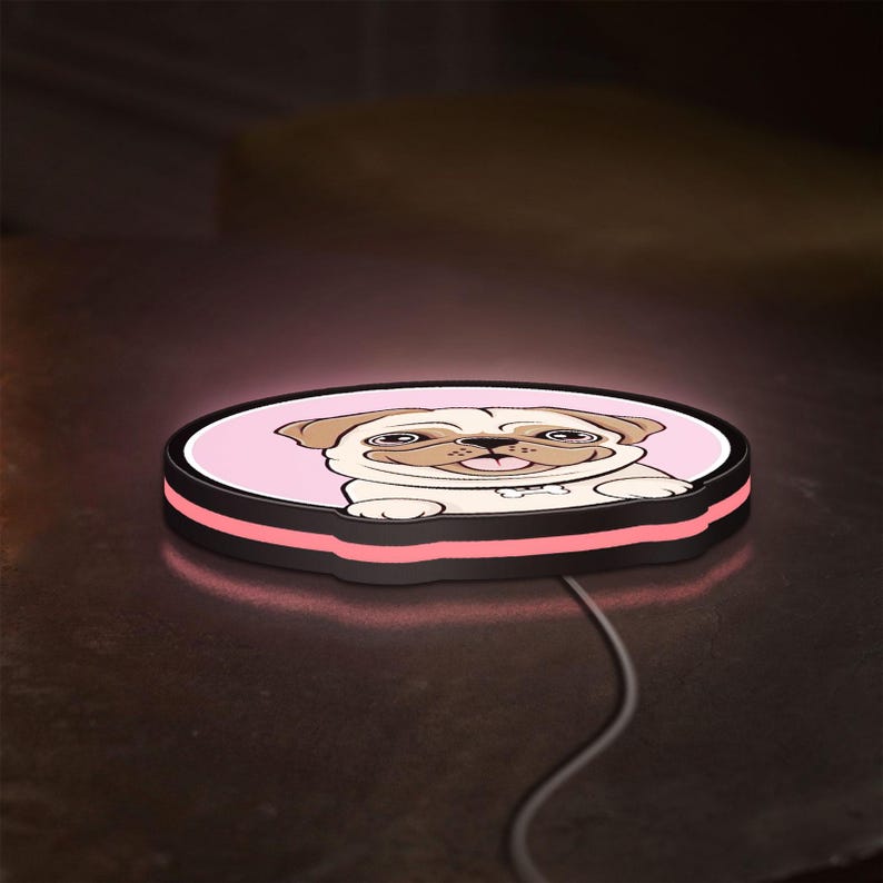 Cute Pug Dog 3D Light Box - Chibi Style LED Night Light, Adorable Puppy Decor for Dog Lovers & Pug Enthusiasts image 4