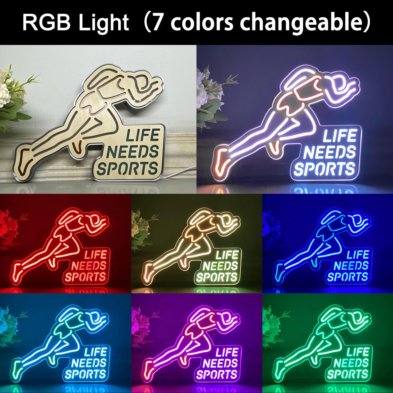 Running LED Neon Sign, Jogging Man Led Sign, Athletic Sport Wall Art ...