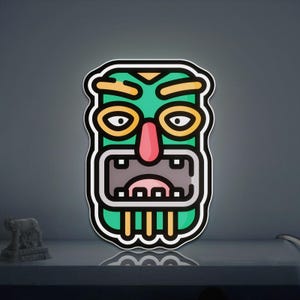 Tiki 3D Novelty Light Box, Island Themed Wall Light for Tiki Bars and Tropical Lounges