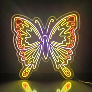 Butterfly Wings Neon-like Led Lightbox, Butterfly Neon Light, Butterfly Wings LED Sign, Butterfly Wall Decor for Bedroom, Gift for Girl