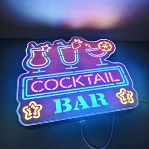 Cocktailbar-LED-Leuchtkasten, kundenspezifisches Hausbar-Leuchtzeichen, mehrfarbiges Bierbar-Neonlicht-Zeichen, Mannhöhle, Pub, Bar-Dekor, Geschenk für Vater