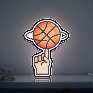 Boîte à lumière originale Basketball Spin 3D pour salles de cerceaux, décoration de jeu, idéale pour les fans de basket-ball