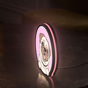 Cute Pug Dog 3D Light Box - Chibi Style LED Night Light, Adorable Puppy Decor for Dog Lovers & Pug Enthusiasts image 3