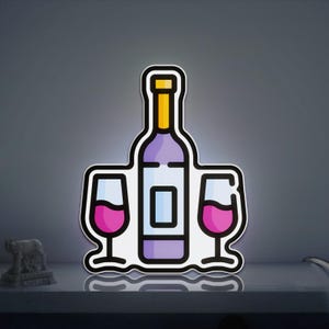 Wine Bottle 3D Novelty Light Box, Sophisticated Bottle Display for Bars and Vineyard Themed Decor