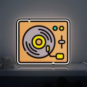 Turntable 3D Novelty Light Box, Retro Music Decor for DJ Studios and Vinyl Enthusiasts