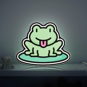 Frog and Toad Animal 3D Novelty Light Box, Cute Smile Amphibian Themed Lamp Decor for Kids, Animal Lovers and Playful Interiors
